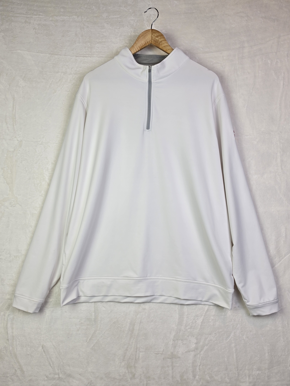 Peter Millar Long Sleeve Pullover Mens 2XL 1/4 Zip White Wells Fargo Casual Golf